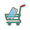 Drawing shopping cart online mobile phone green screen
