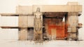 Industrial Architecture Of Caryatides Of Acropolis Of Athens With Rothko