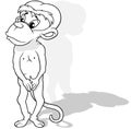 Drawing of a Shy Monkey Standing on Two Legs Royalty Free Stock Photo