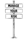 Drawing of Sign Boards with Manage Your Risk Text