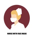 Drawing silhouette of nurse wear face mask for Coronavirus COVID-19 preventions