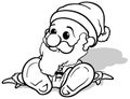 Drawing of a Sitting Little Santa Claus from Front View