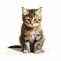 Drawing of a sitting serious cat on a white background