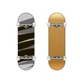 Drawing skateboard in two versions, with a pattern and wooden