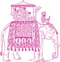 Sketch of Ambari or howdah mounted on the leading elephant during the Jamboo Savari/Elephant Procession of the famous Mysore