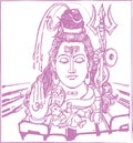 Drawing of Blessing Lord Shiva Outline Illustration