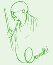 Sketch of Father of India or Father of the Nation Mahatma Gandhiji Outline Editable Illustration Royalty Free Stock Photo