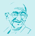 Sketch of Father of India or Father of the Nation Mahatma Gandhiji Outline Editable Illustration