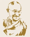 Sketch of Father of India or Father of the Nation Mahatma Gandhiji Outline Editable Illustration