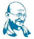 Sketch of Father of India or Father of the Nation Mahatma Gandhiji Outline Editable Illustration