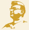 Sketch of Freedom Fighter Netaji Subhas Chandra Bose Outline Editable Illustration