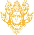 Sketch of Goddess Chamundi or Durga Maa Outline Editable Vector Illustration