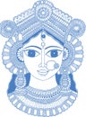 Sketch of Goddess Durga Maa or Kali Mata Editable Vector Outline Illustration Royalty Free Stock Photo