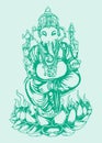 Sketch of hindu god Lord Shiva son Lord Ganesha outline editable illustration