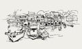 Drawing sketch illustration of Anadolu Kavagi, Istanbul Royalty Free Stock Photo