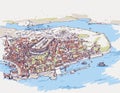 Drawing sketch illustration of Constantinople Royalty Free Stock Photo