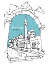 Drawing sketch illustration of Balikligol in Sanliurfa, southeast Turkey