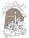 Drawing sketch illustration of Balikligol in Sanliurfa, southeast Turkey