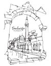 Drawing sketch illustration of Balikligol in Sanliurfa, southeast Turkey