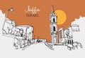 Drawing sketch illustration of Jaffa, Israel