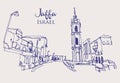 Drawing sketch illustration of Jaffa, Israel