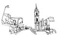 Drawing sketch illustration of Jaffa, Israel