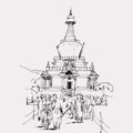 Drawing sketch illustration of the Memorial Chorten in Thimpu, Bhutan Royalty Free Stock Photo