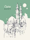 Drawing sketch illustration of minarets and domes of mosques in Cairo, Egypt Royalty Free Stock Photo