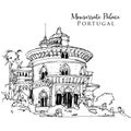 Drawing sketch illustration of Monserrate Palace in Portugal