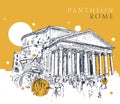 Drawing sketch illustration of the Pantheon, Rome