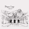 Drawing sketch illustration of Parque Lage in Rio, Brasil