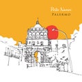 Drawing sketch illustration of Porto Nuovo in Palermo, Sicily