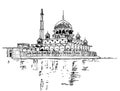 Drawing sketch illustration of Putra Mosque, Malaysia Royalty Free Stock Photo