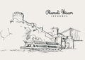 Drawing sketch illustration of Rumeli Hisari