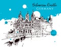 Drawing sketch illustration of the Schwerin Castle