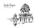 Drawing sketch illustration of Lake Gadisagar Royalty Free Stock Photo