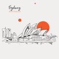 Drawing sketch illustration of Sydney Opera House, Australia