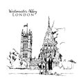 Drawing sketch illustration of Westminster Abbey Royalty Free Stock Photo