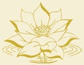 Sketch Indian Lotus Flower and Pattern Editable Outline Illustration Background