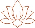 Sketch Indian Lotus Flower and Pattern Editable Outline Illustration