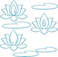 Sketch Indian Lotus Flower and Pattern Editable Outline Illustration