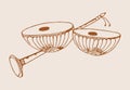 Sketch of Indian Traditional Music Instruments Shehnai, Dhol, Tabla editable outline illustration