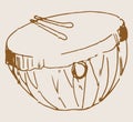 Sketch of Indian Traditional Wedding Baja Music Set or Music Instruments with Musicians Editable Outline Illustration