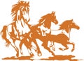 Sketch of Indian Transportation animal Horse silhouette and outline editable illustration