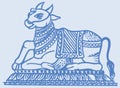 Sketch of Lord Basava or Nandi Outline Editable Vector Illustration. Vehicle of Lord Shiva