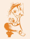 Sketch of Lord Ganesha or Vinayaka Editable Outline Illustration