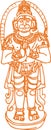 Drawing of Lord Hanuman Outline Editable Illustration. Strength and Powerful god Bhajarangi or Lord Shiva