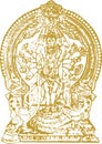 Drawing of Lord Hanuman Outline Editable Illustration. Strength and Powerful god Bhajarangi or Lord Shiva