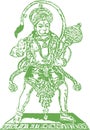 Drawing of Lord Hanuman Outline Editable Illustration. Strength and Powerful god Bhajarangi or Lord Shiva