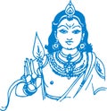 Sketch of Lord Murugan or Kartikeya Outline Editable Vector Illustration Royalty Free Stock Photo
